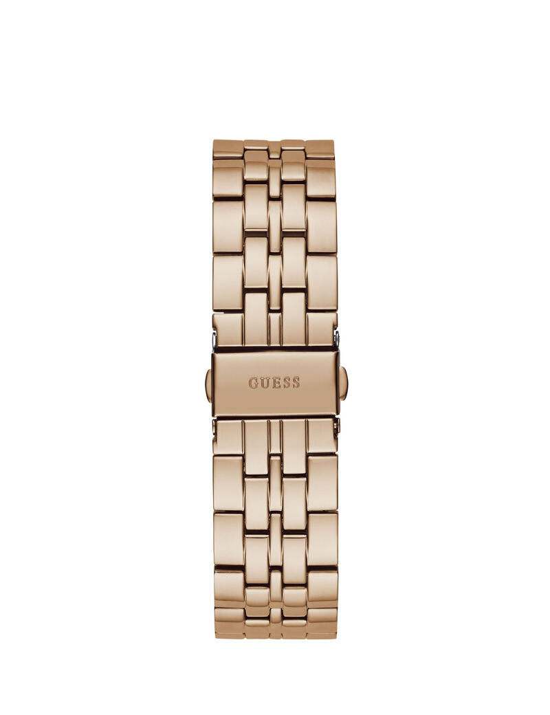 Rose gold link bracelet with Guess logo clasp for Glitz watch