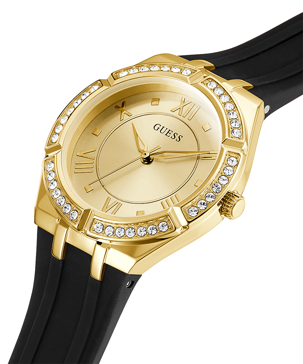 Guess Gold Cosmo Black Strap Gold Dial Women's Watch GW0034L1