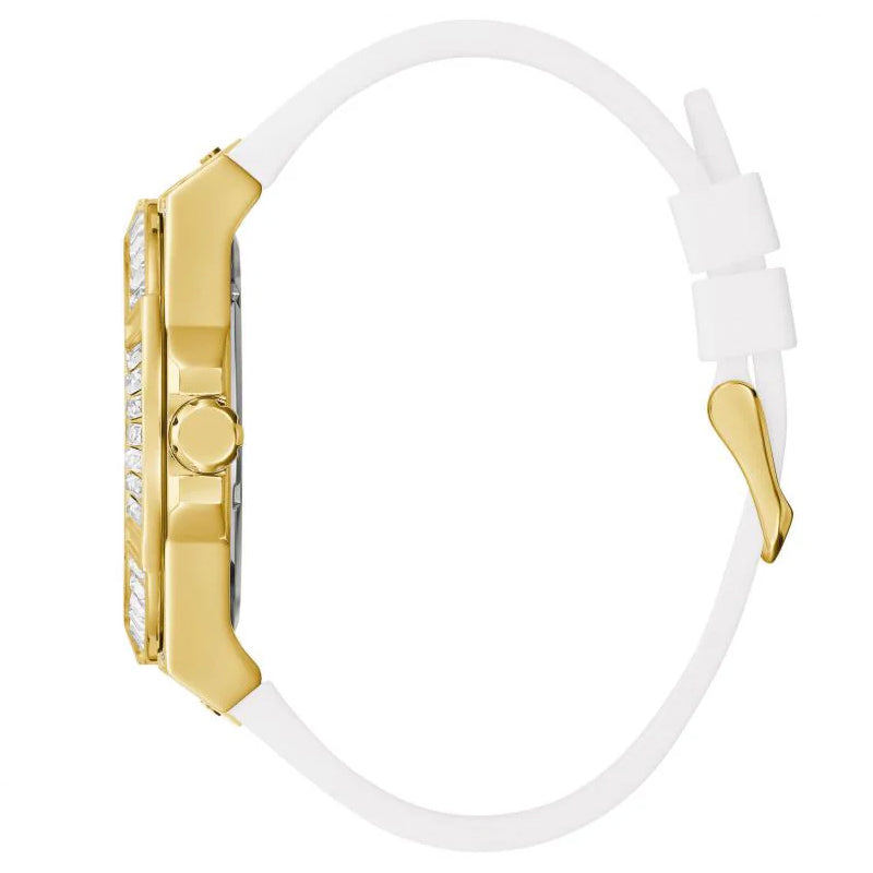 Guess Baguette Crystals Gold Dial Men Watch - GW0208G3