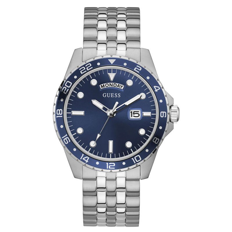 GUESS Silver Tone Day/Date Mens  Watch - GW0220G1