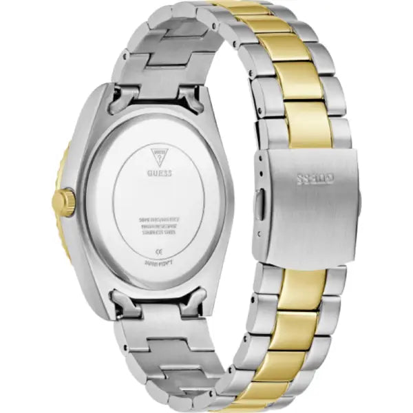 Guess GW0265G17 watch showing bracelet, crown, and case back detail