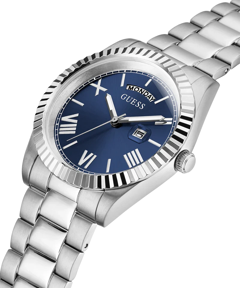 GUESS Silver Tone Day/Date Mens Watch - GW0265G7
