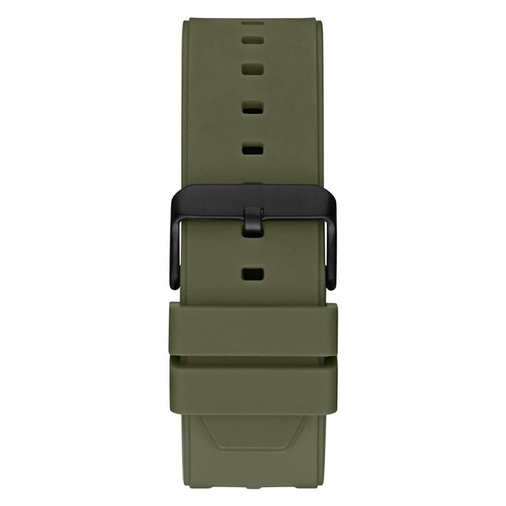 Guess GW0325G2 olive green rubber strap with black buckle and ventilation holes