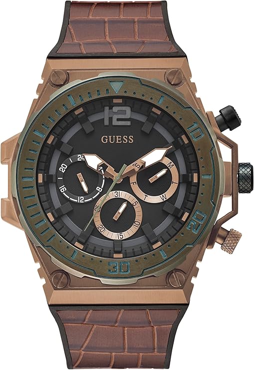 GUESS Round Coffee Dial Analog Men Watch - GW0326G2