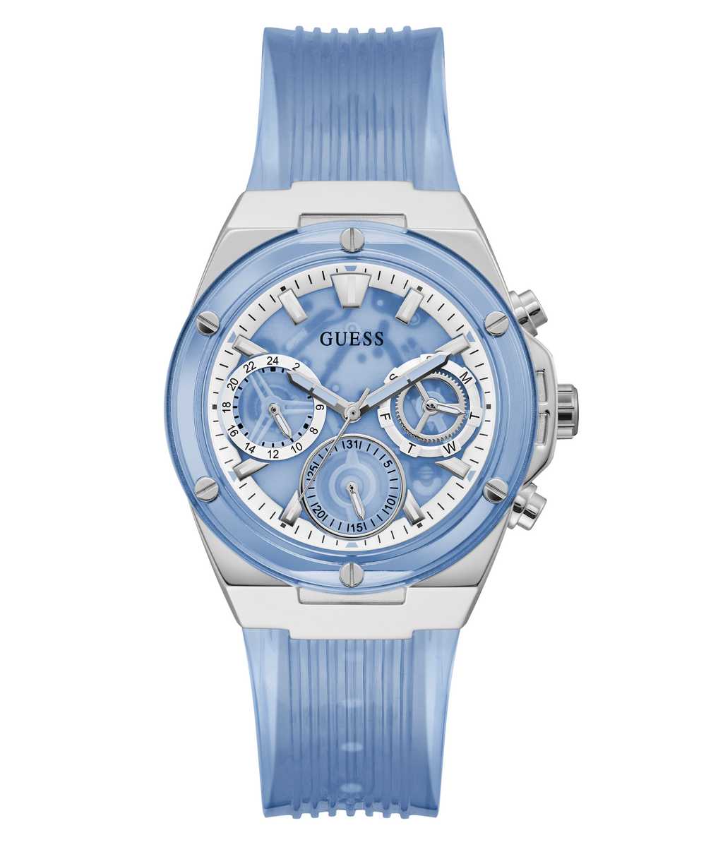 Guess Blue Silicone Silver Case Women's Watch - GW0409L1