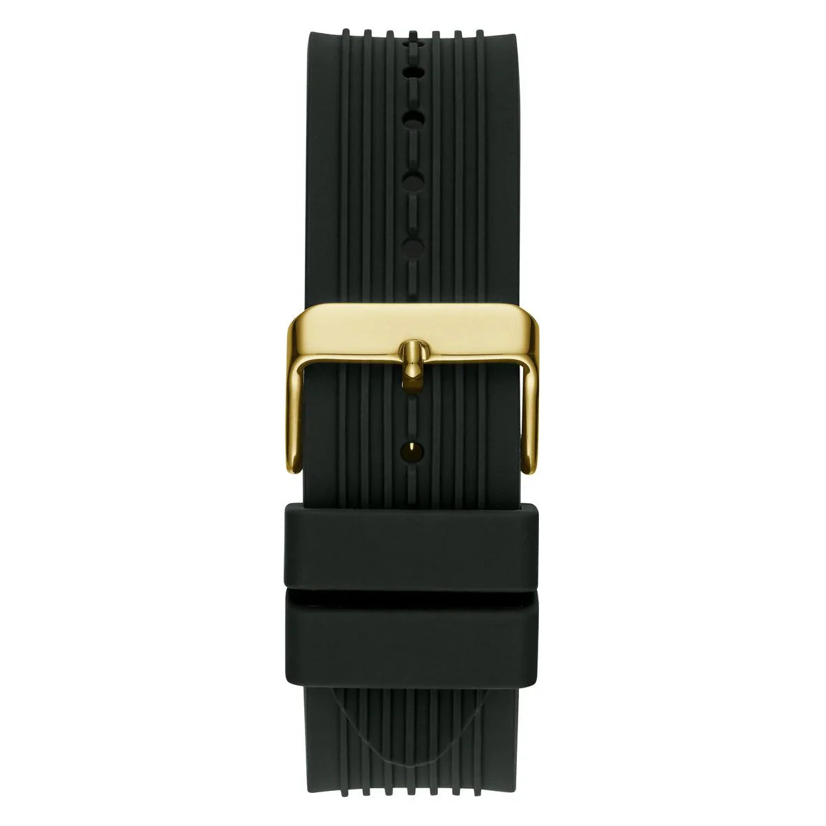 Black ribbed rubber strap with gold-tone buckle clasp detail