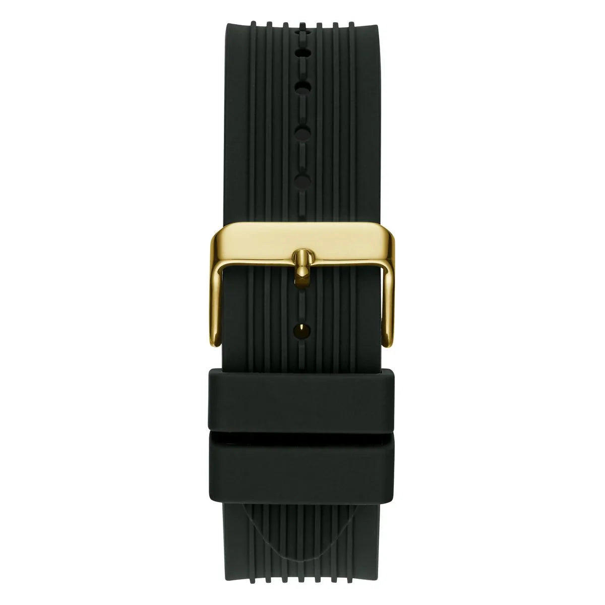 Black ribbed rubber strap with gold-tone buckle clasp detail