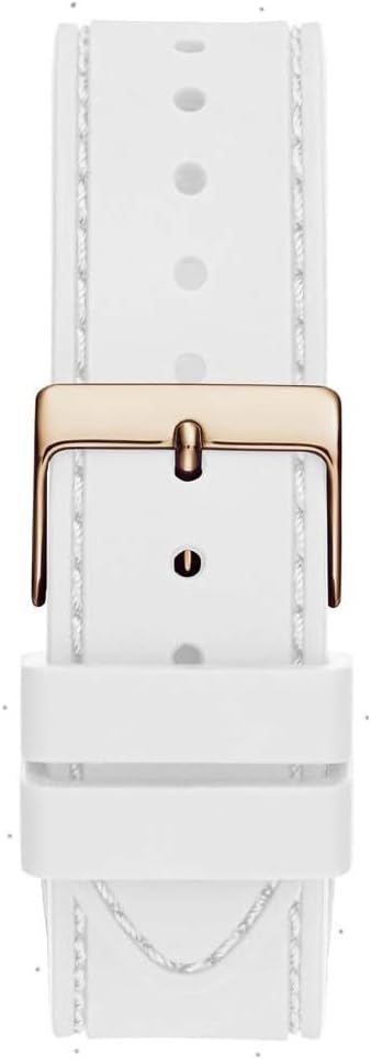 White leather strap with rose gold buckle for Guess Sport women's watch
