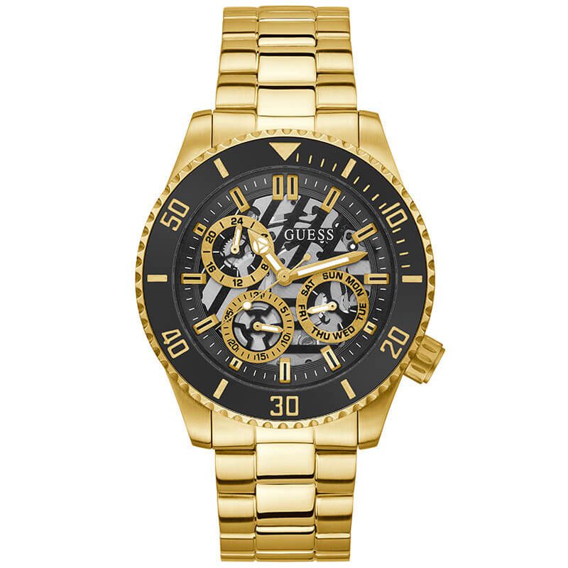 Guess Black Dial Gold Men's Watch - GW0488G2
