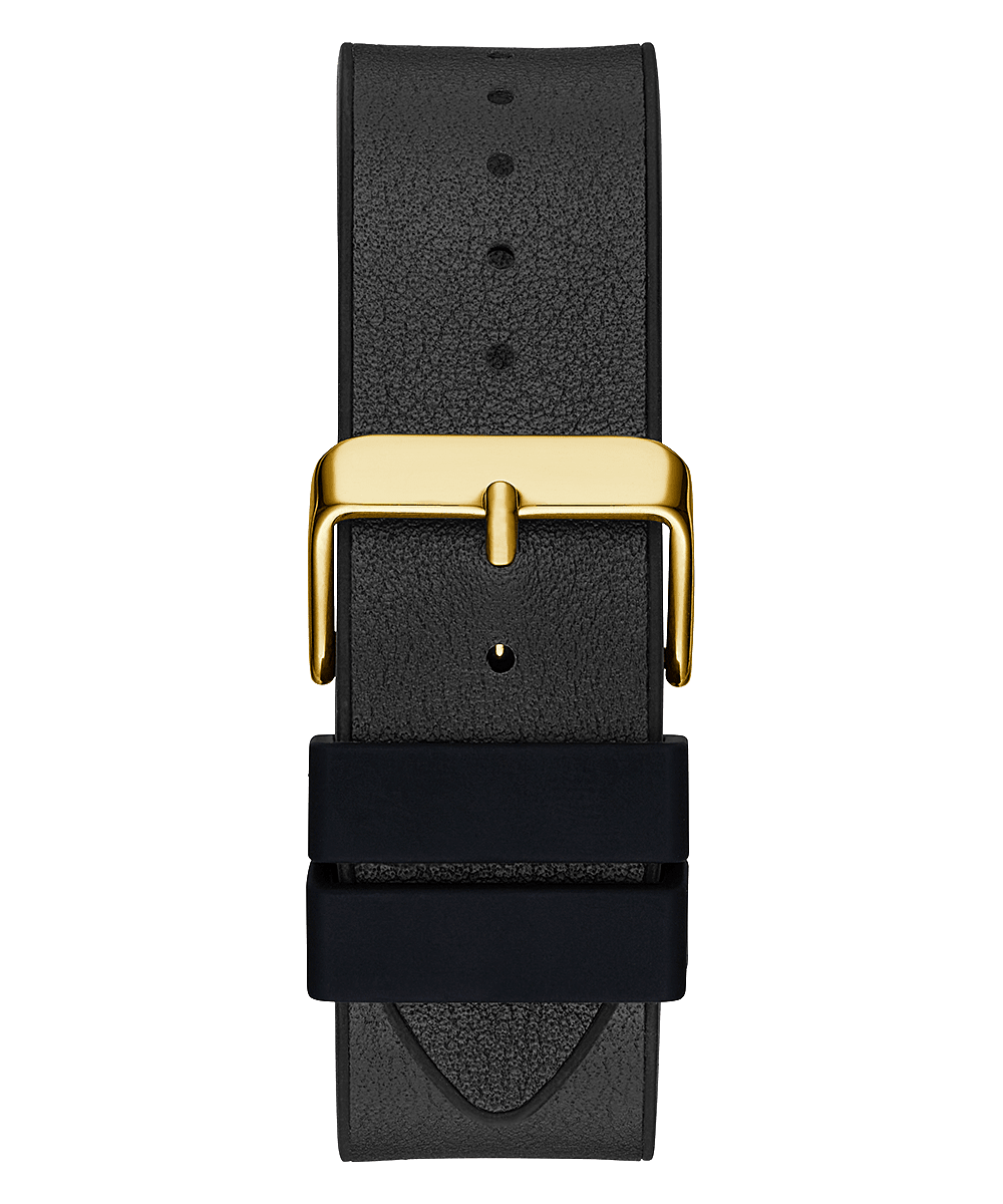 Guess black rubber strap with gold tone buckle and clasp detail