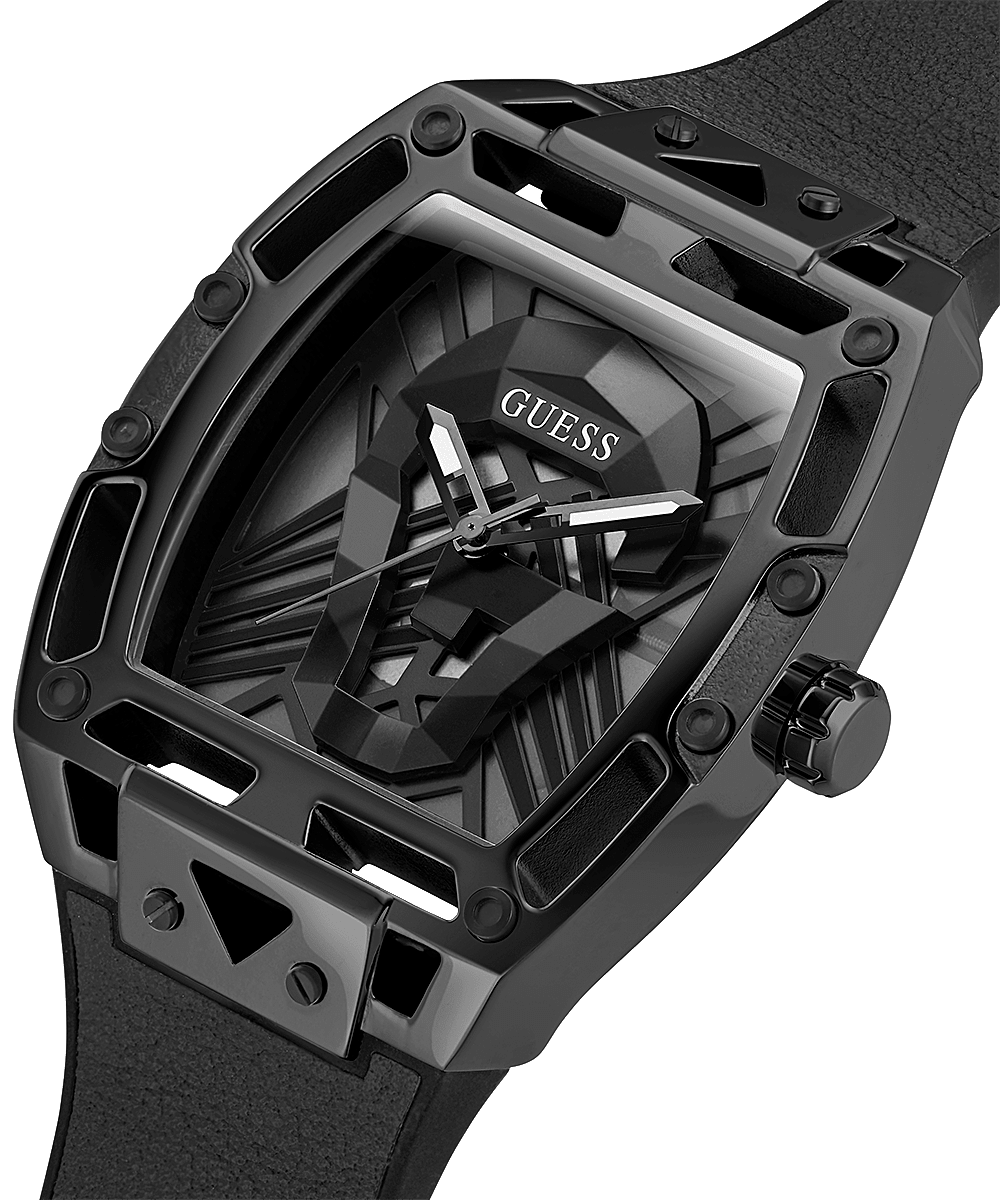 Guess GW0500G2 angled view showing case and rubber strap detail