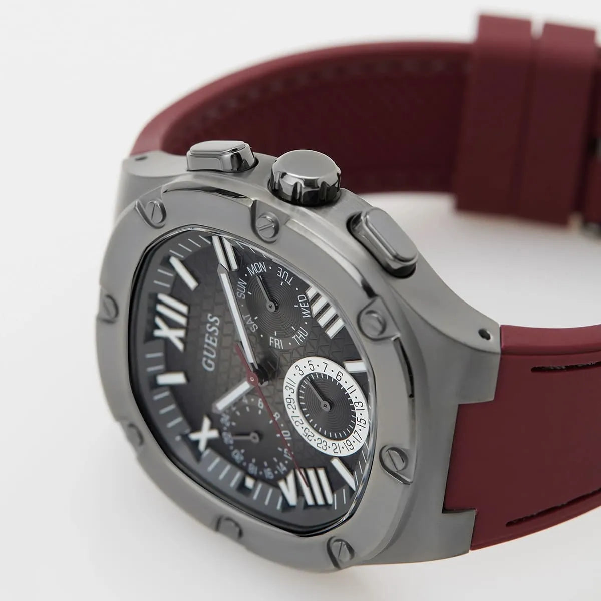 GUESS 42mm Red Strap Gunmetal Men's Watch - GW0571G4