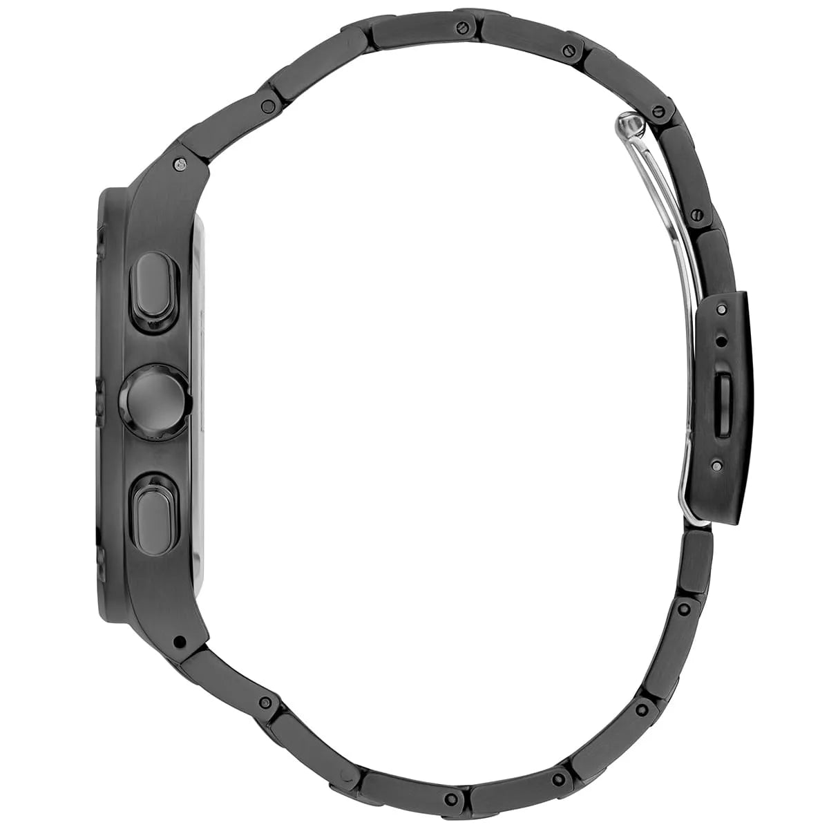 GUESS GW0572G3 black stainless steel bracelet strap showing case back and band links