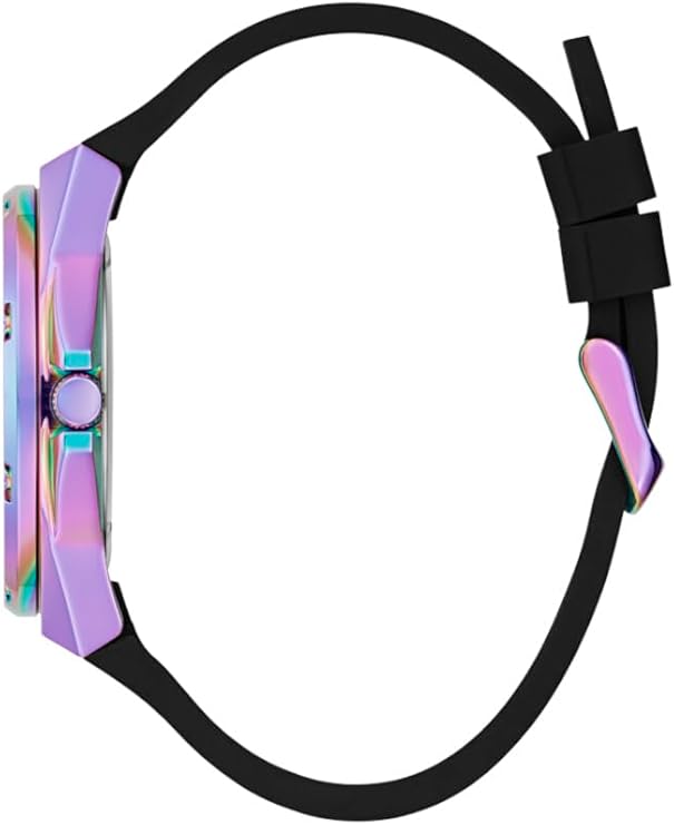 Guess Multifunction Analog Purple Dial Black Rubber Strap Women Watch - GW0620L4