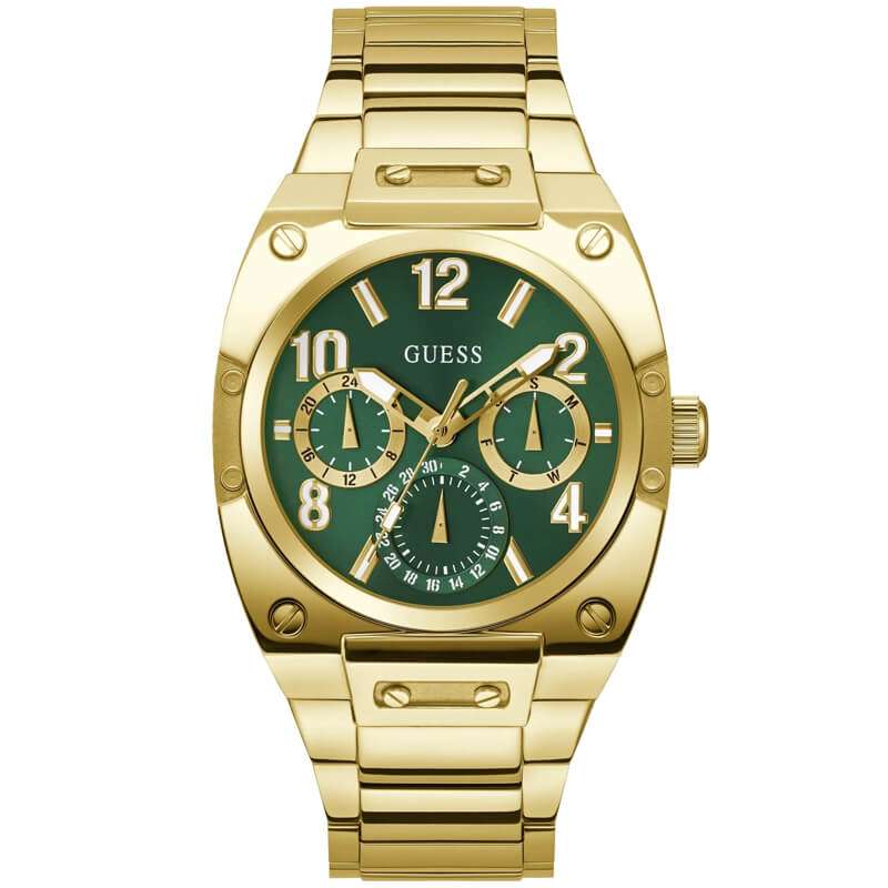 Guess Gold Rectangle Dial Multi-function Men Watch - GW0624G2