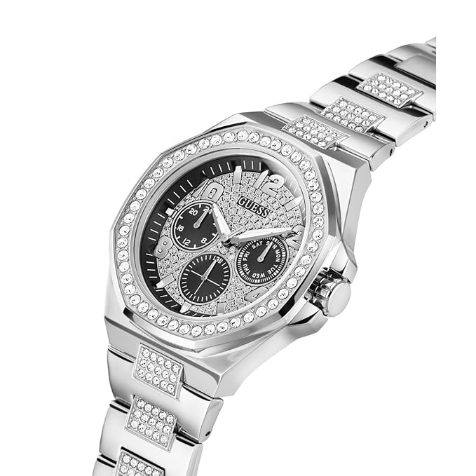 Guess Quartz Silver Stainless Steel Silver & Black Dial 46mm Men's Watch - GW0785G3