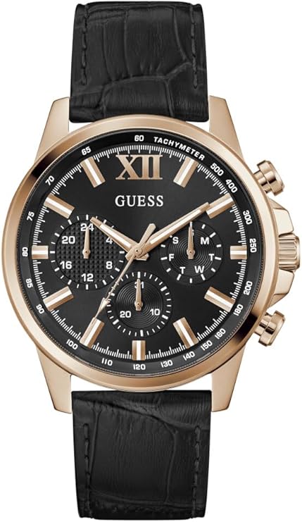 Guess Gents Black and Gold-Tone Multi-Function Men's Watch - GW0901G5