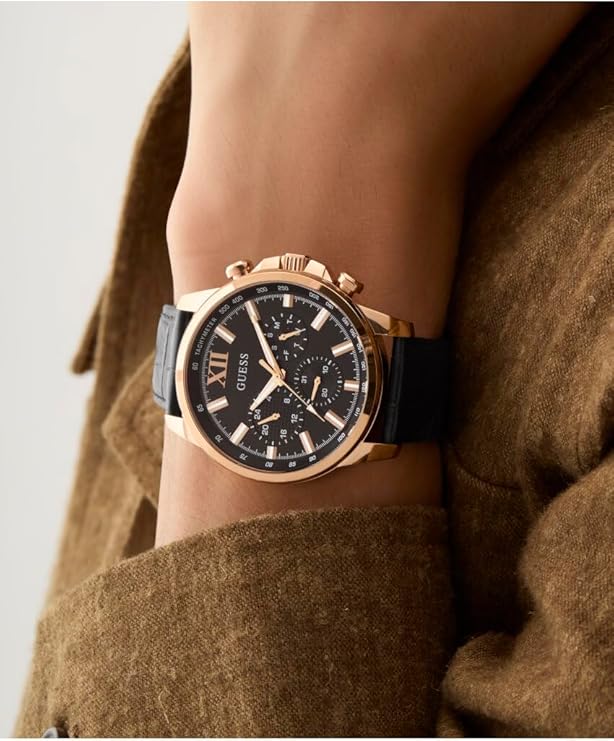 Guess Gents Black and Gold-Tone Multi-Function Men's Watch - GW0901G5
