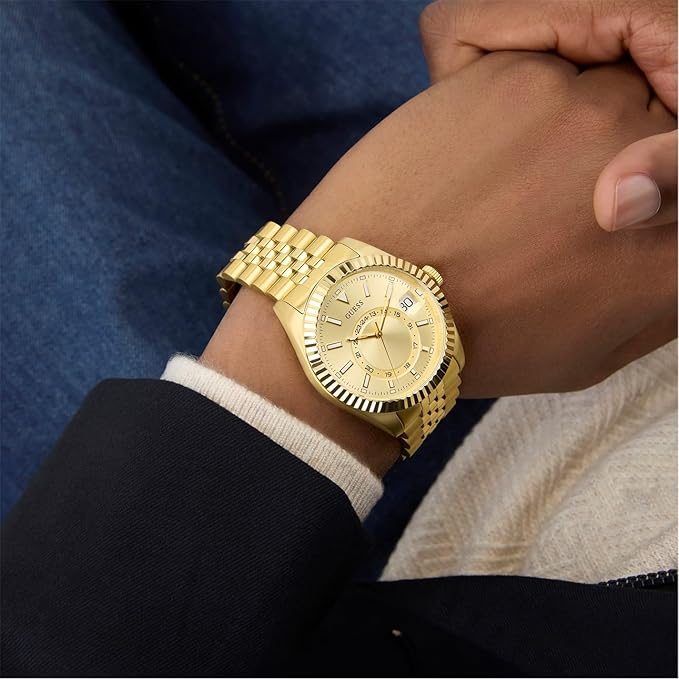 GUESS Jaden Gold Tone Multi-function Date Mens Watch - GW0977G2