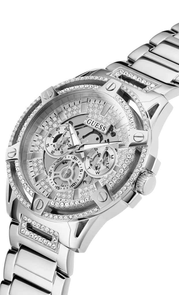 Guess King Quartz Silver Dial Men's Watch - GW0497G1