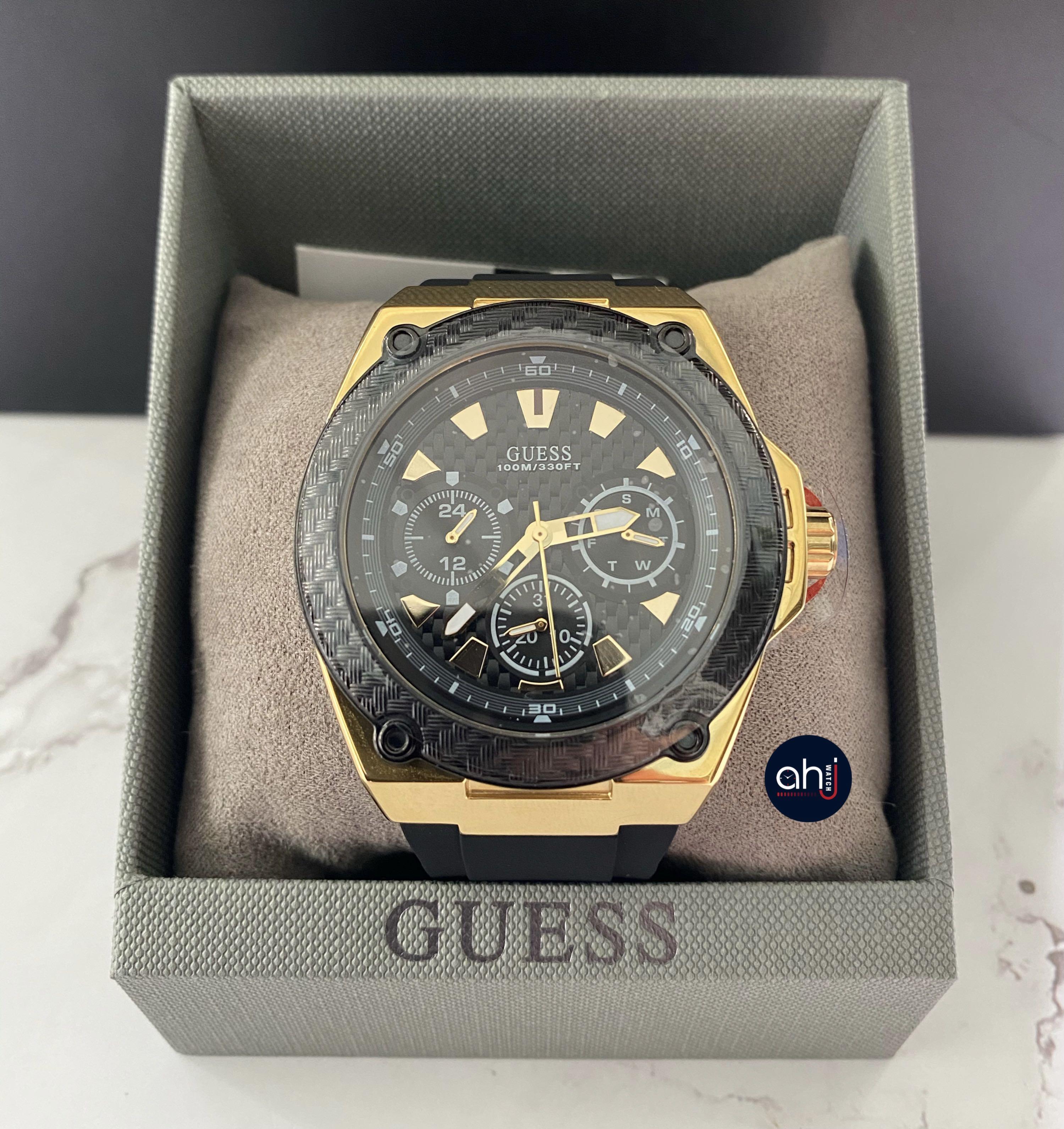 Guess Legacy watch in presentation box with brand packaging