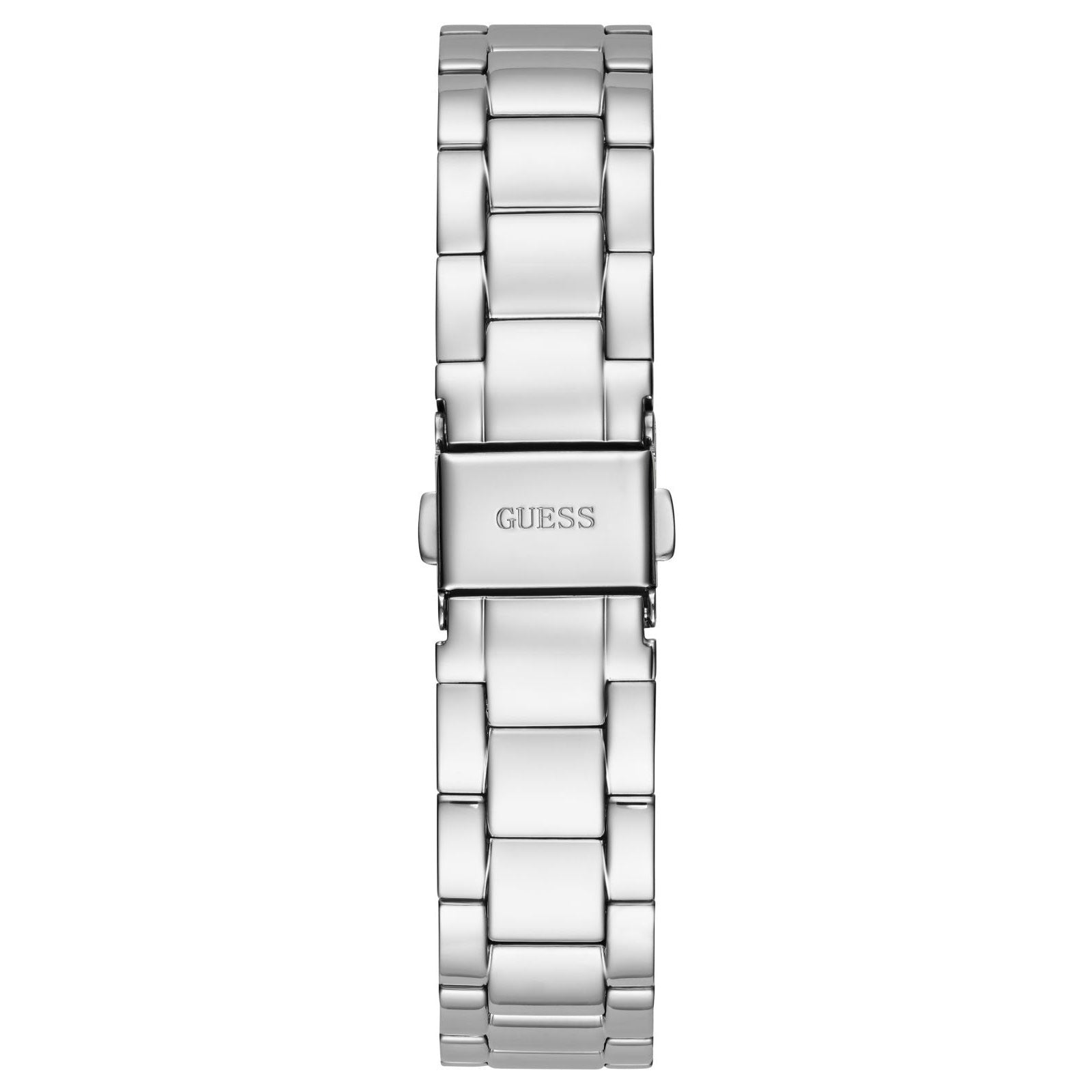 Guess Luna silver metal bracelet strap with polished links and clasp
