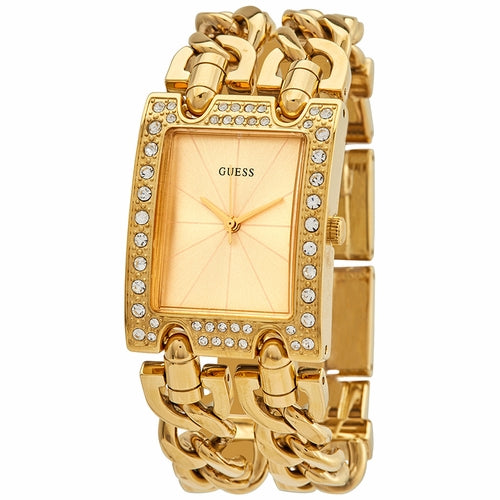 Guess Mod Heavy Metal with Double Curb Gold Bracelet Ladies Watch - W1121L2
