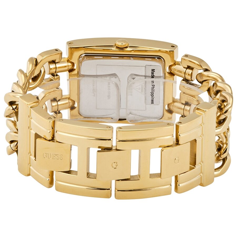 Guess Mod watch caseback and bracelet showing gold-tone construction