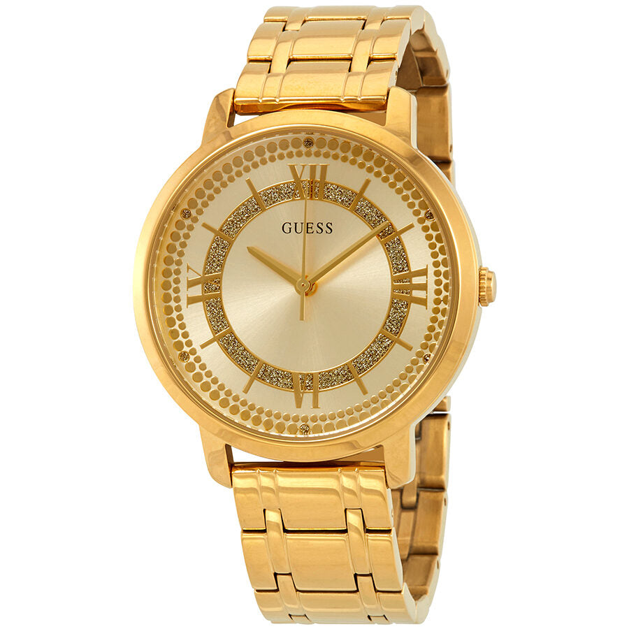 Guess Montauk gold-tone ladies watch with champagne dial and Roman numerals