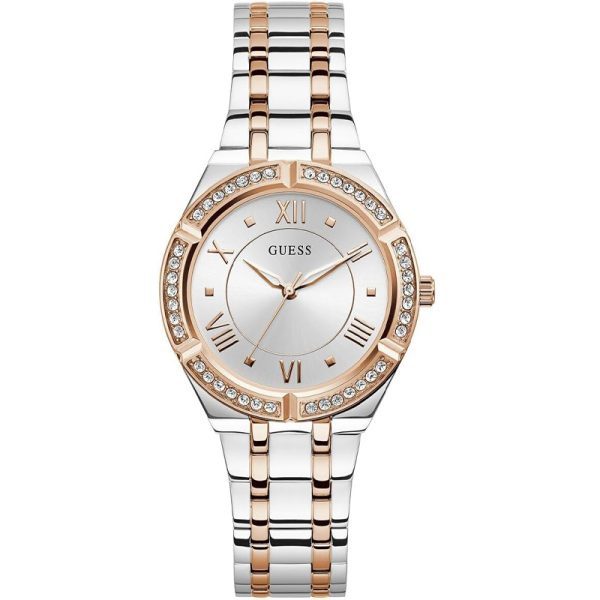 Guess Originals x Batman ladies watch with silver and rose gold two-tone stainless steel bracelet and crystal-set bezel