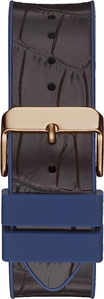 Guess Phoenix watch blue leather strap with rose-tone buckle closure