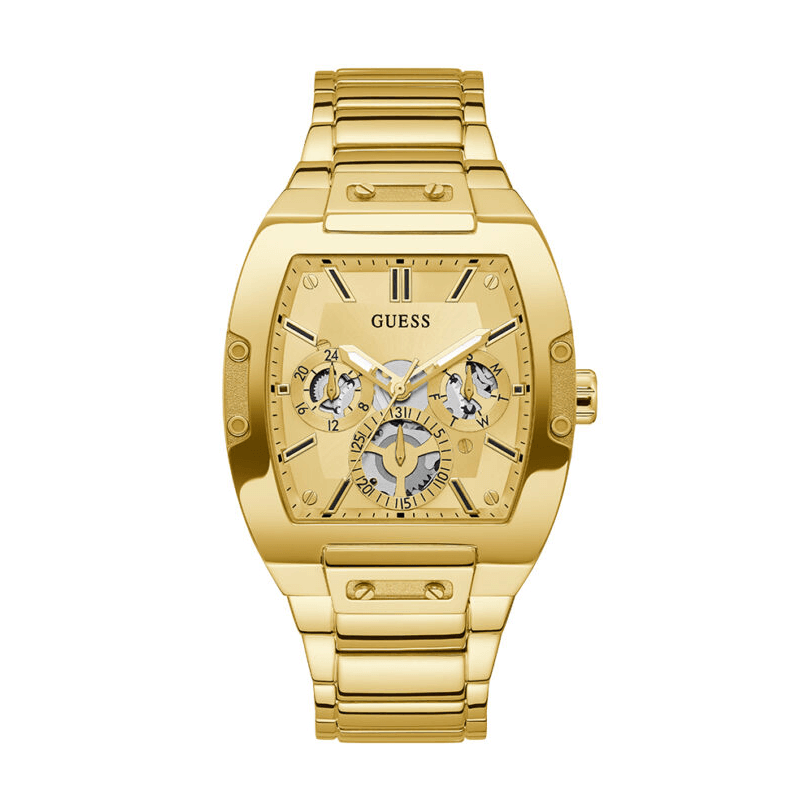 Guess Phoenix gold-tone men's watch with champagne dial and multi-function chronograph subdials