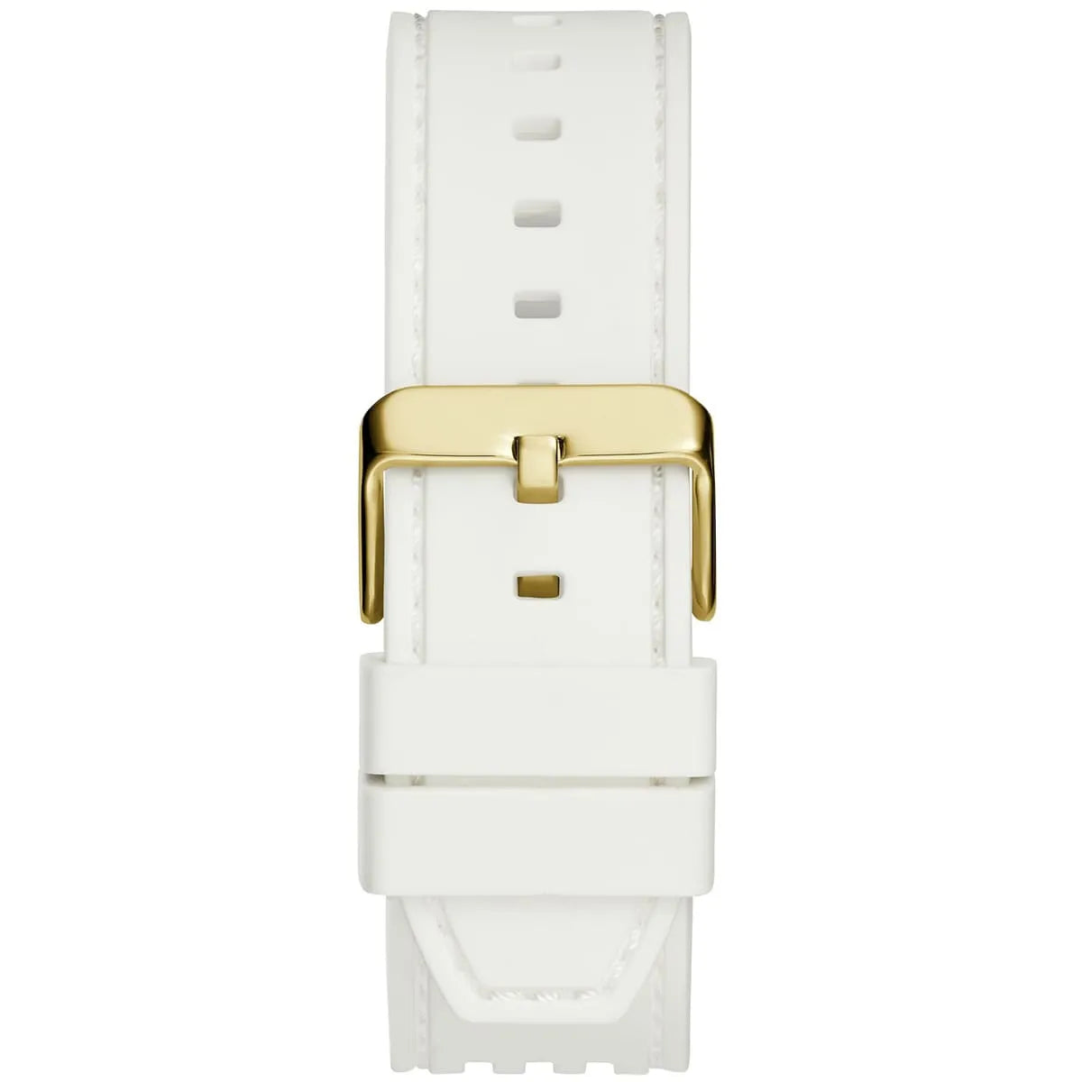 Guess Phoenix white silicone strap with perforated design and gold-tone buckle