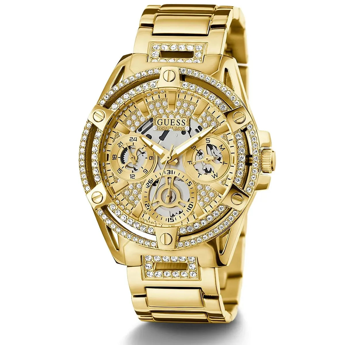 Guess Queen Champagne Round Dial Multi-function Women Watch - GW0464L2