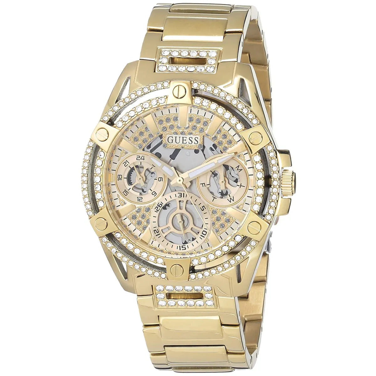 Guess Queen Champagne Round Dial Multi-function Women Watch - GW0464L2