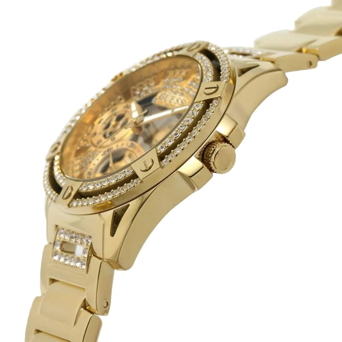 Guess Queen Champagne Round Dial Multi-function Women Watch - GW0464L2