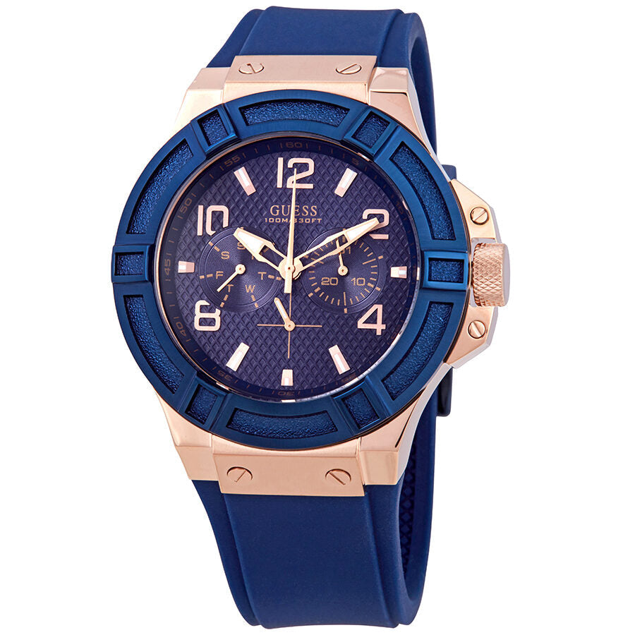 Guess Rigor Blue Dial Blue Silicone Men's Watch W0247G3