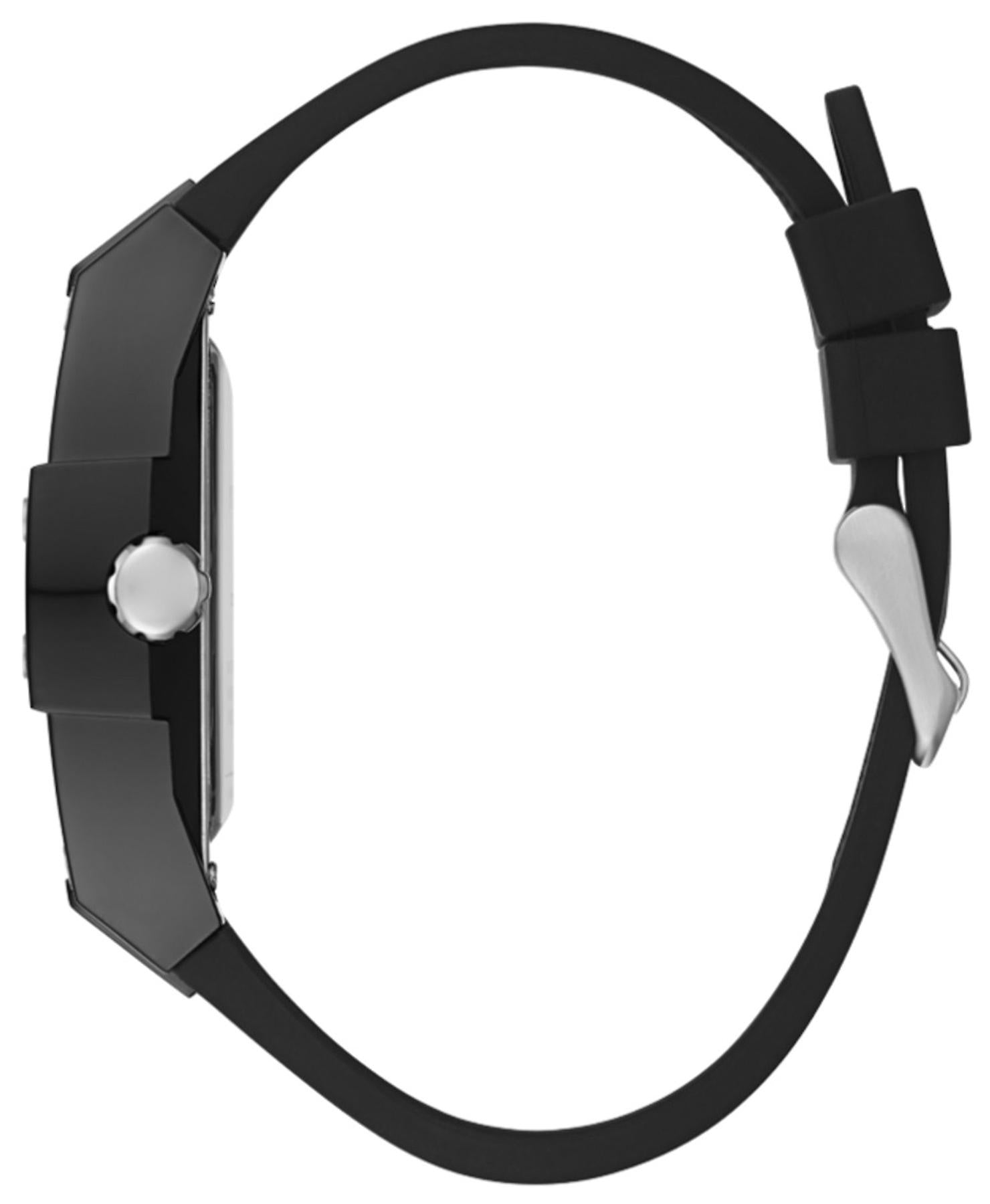Guess Skeleton Black Dial Men's Watch GW0203G3 side profile showing case thickness and strap