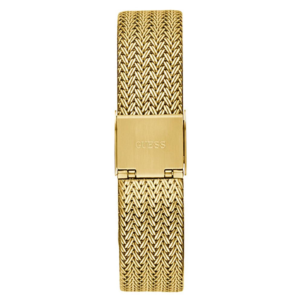 Guess Soiree gold-tone mesh strap with adjustable clasp closure