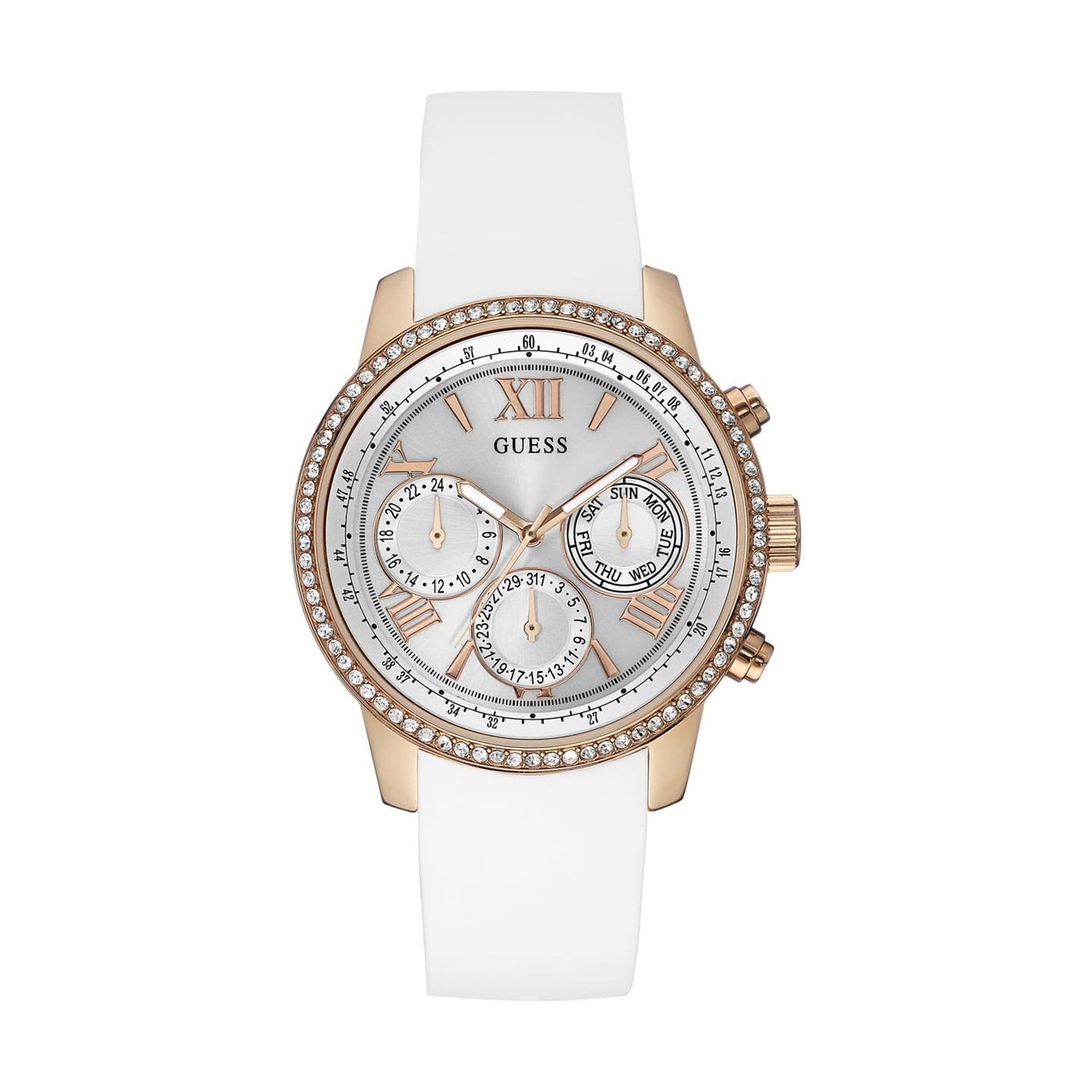 Guess Sport White Silicone Strap Rose Gold Women's Watch W0616L1