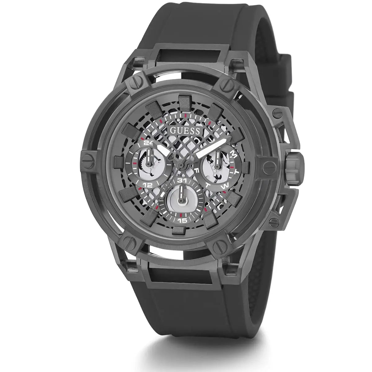 Guess Matrix multifunction chronograph watch with gunmetal dial
