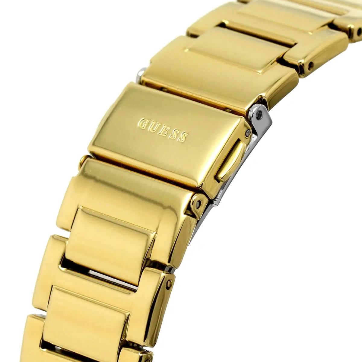 Guess Deco gold stainless steel bracelet with GUESS branding on clasp