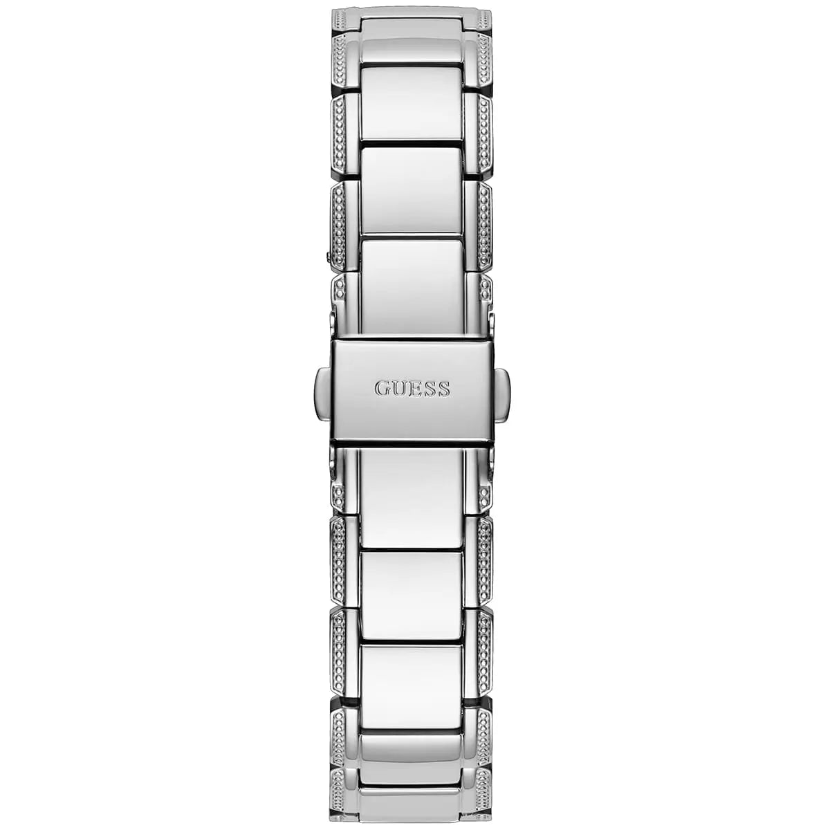 Guess Lily steel bracelet strap with crystal accents and deployment clasp