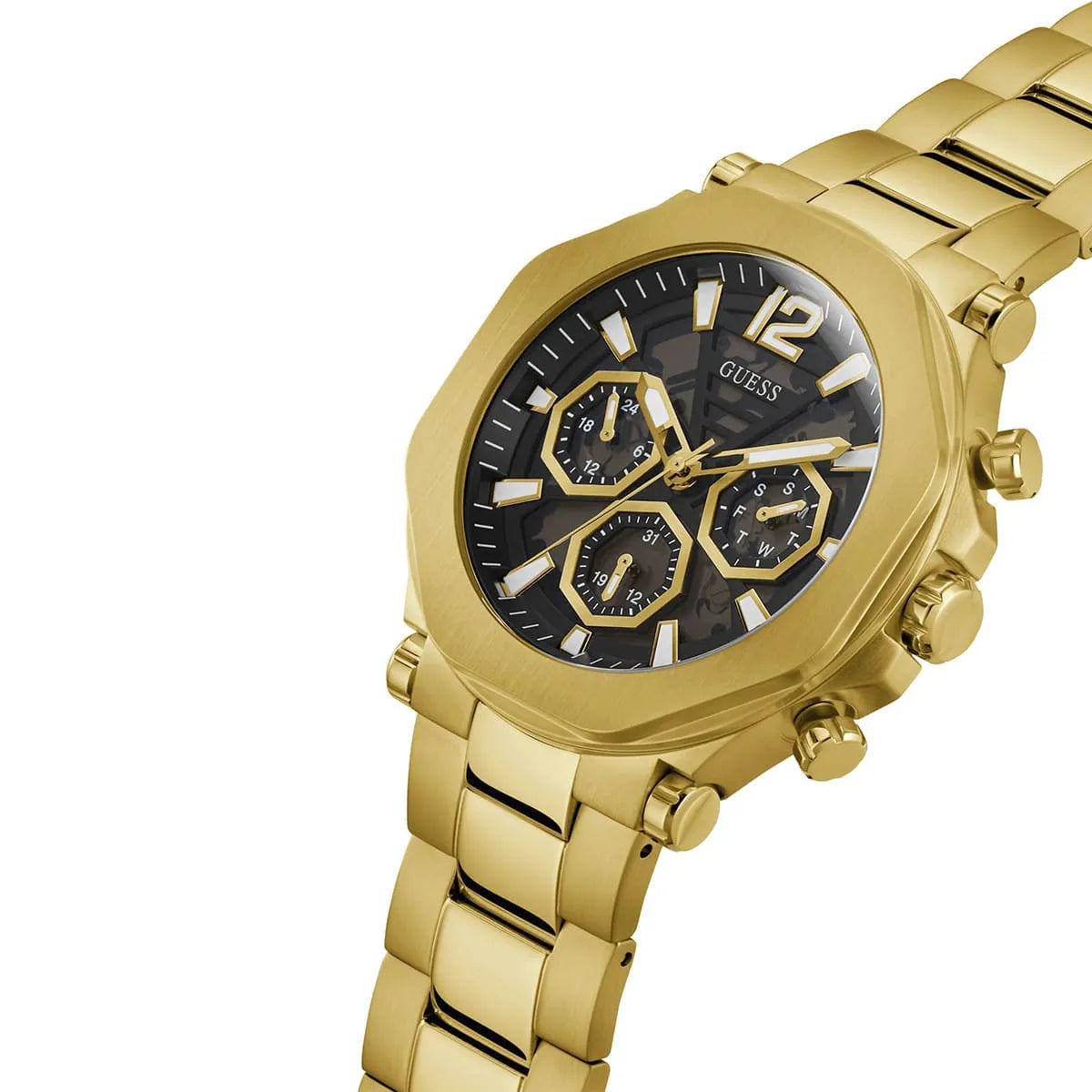 Guess Black Dial Gold Tone Stainless Men's Watch - GW0539G2