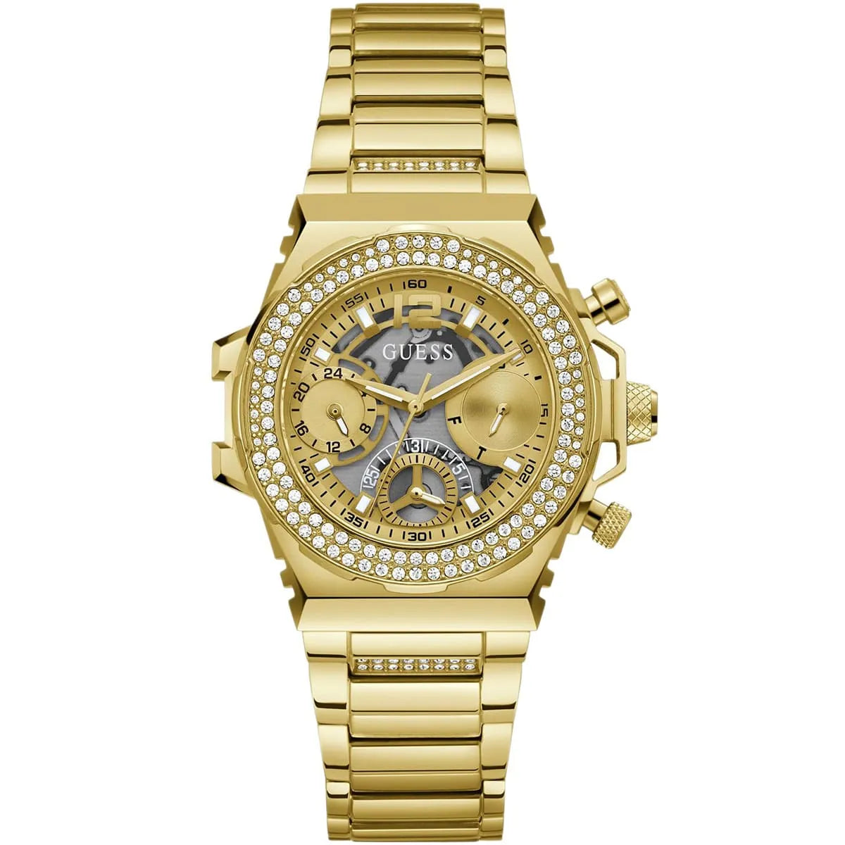 Guess Fusion Champagne Round Dial Multi-function Women Watch - GW0552L2