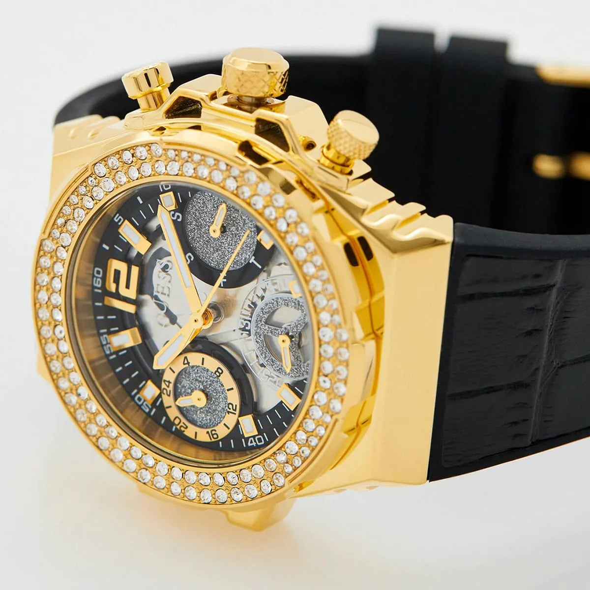 Guess Gold Stainless Steel Black Silicon Women's Watch - GW0553L4