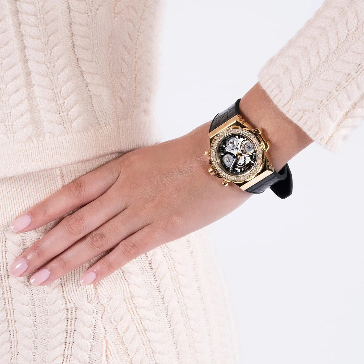Guess Gold Stainless Steel Black Silicon Women's Watch - GW0553L4