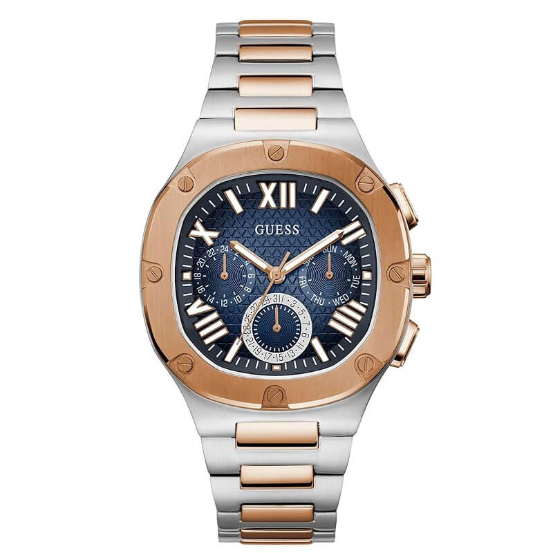 Guess Headliner Multifunction Blue Dial Two Tone Steel Strap Men Watch - GW0572G4