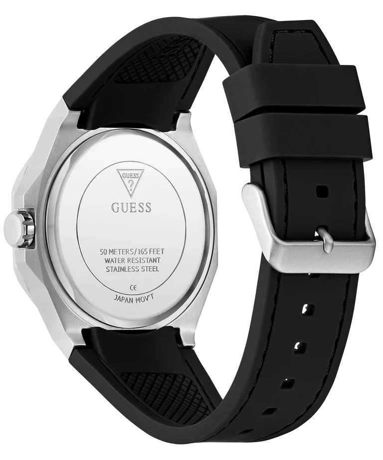 GUESS Black Silver Tone Analog Mens Watch - GW0850G1