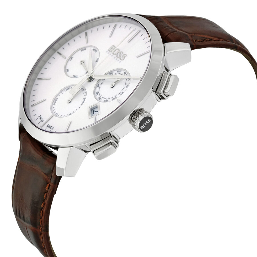 Hugo Boss Slim Chronograph chronograph watch with stainless steel case and brown leather strap